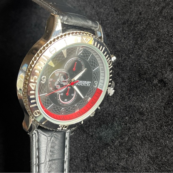 Atlas For Men Watch - Black Faux Leather Strap- No Box - Picture 3 of 10